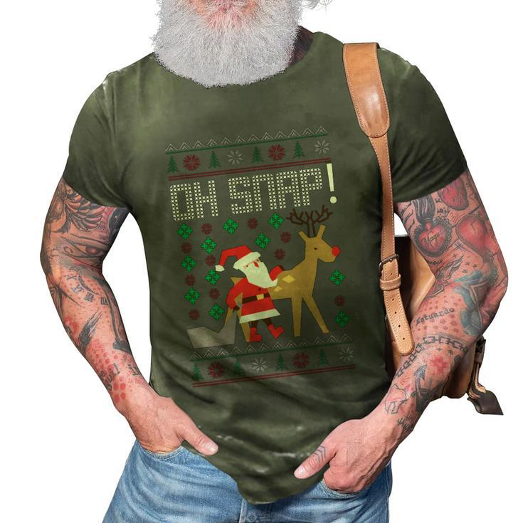 Christmas Oh Snap Santa With Reindeer Ugly Christmas Sweater Graphic Design Printed Casual Daily Basic 3D Print Casual Tshirt