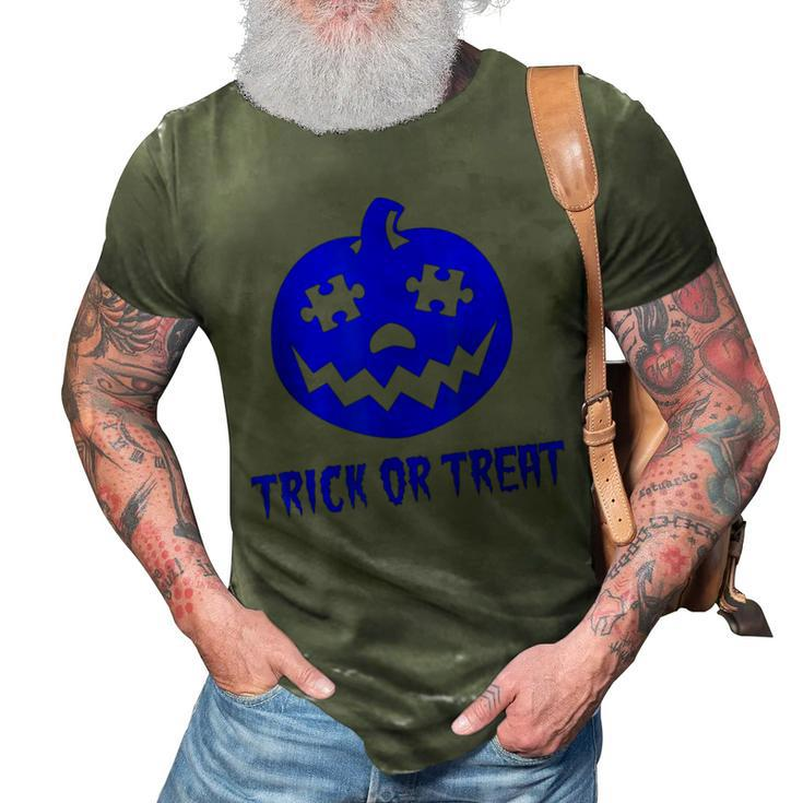 Cool Trick Or Treat Blue Autism Awareness Pumpkin Halloween  3D Print Casual Tshirt