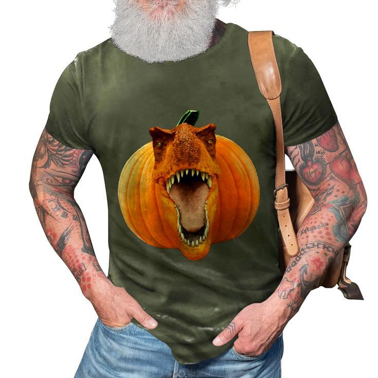 Cute Halloween Funny Halloween Day Trex Pumpkin Face Graphic Design Printed Casual Daily Basic 3D Print Casual Tshirt