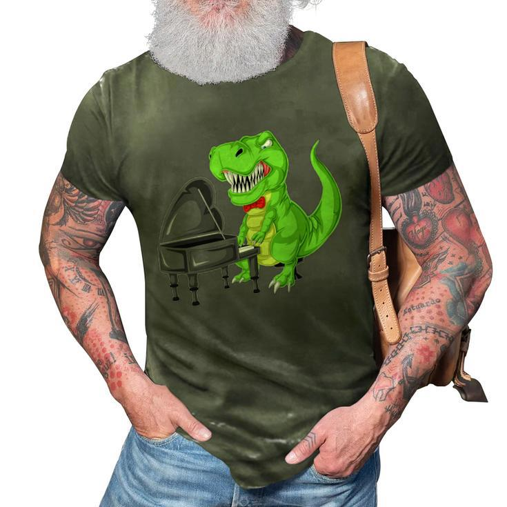 Dinosaur Piano 3D Print Casual Tshirt