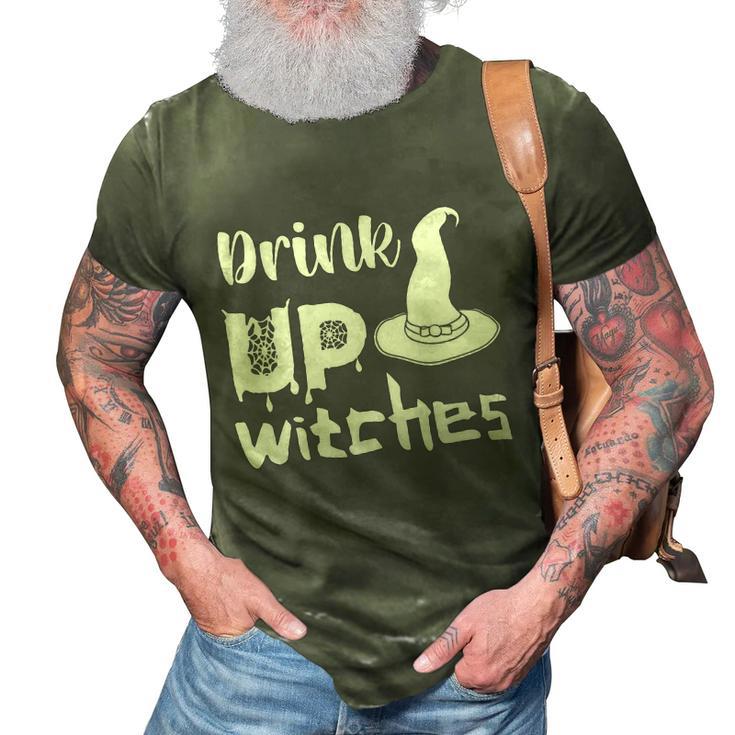 Drink Up Witches Witch Hat Halloween Quote 3D Print Casual Tshirt