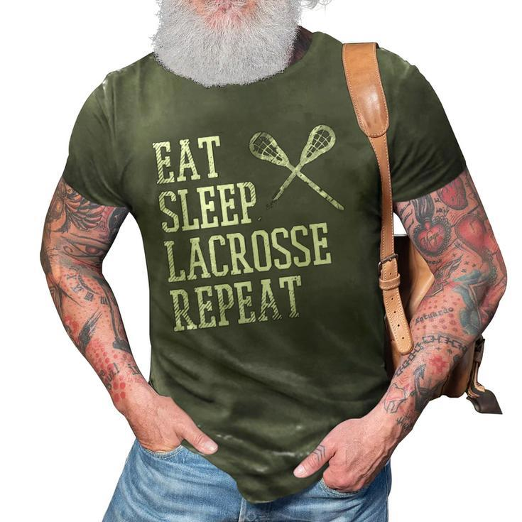 Eat Sleep Lacrosse Repeat Funny Lax Player Men Women Kids 3D Print Casual Tshirt