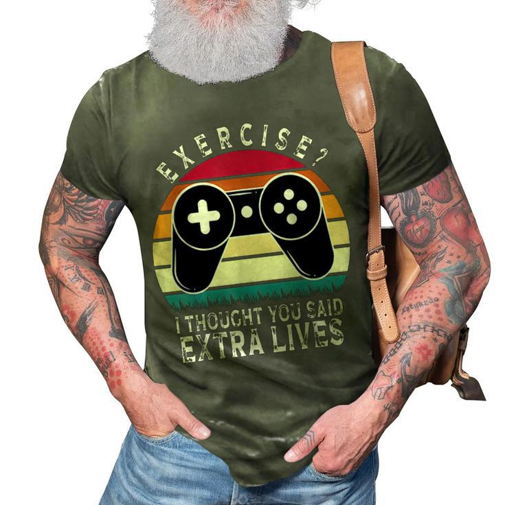 Extra Lives Funny Video Game Controller Retro Gamer Boys  V13 3D Print Casual Tshirt