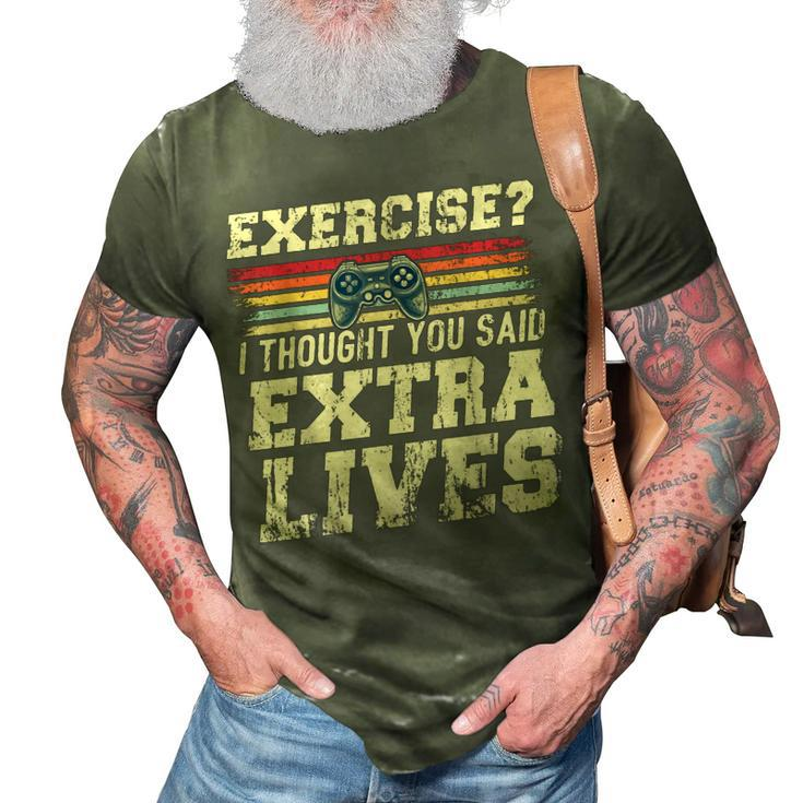 Extra Lives Funny Video Game Controller Retro Gamer Boys  V2 3D Print Casual Tshirt