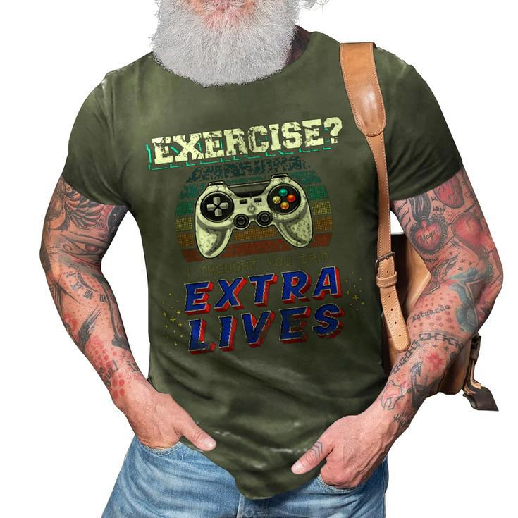 Extra Lives Funny Video Game Controller Retro Gamer Boys  V3 3D Print Casual Tshirt
