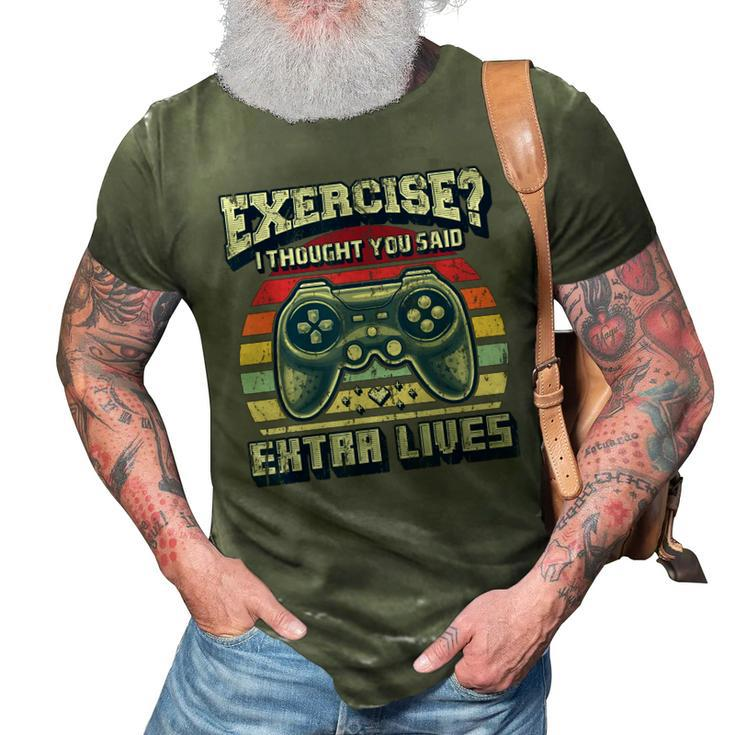 Extra Lives Funny Video Game Controller Retro Gamer Boys  V7 3D Print Casual Tshirt