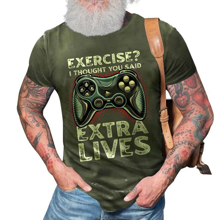 Extra Lives Funny Video Game Controller Retro Gamer Boys  V9 3D Print Casual Tshirt