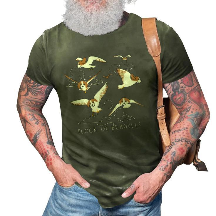 Flock Of Beagulls Beagle With Bird Wings Dog Lover Funny 3D Print Casual Tshirt