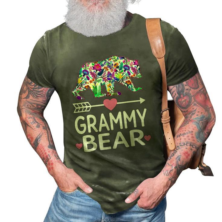 Funny Grammy Bear Mothers Day Floral Matching Family Outfits 3D Print Casual Tshirt