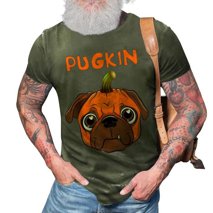 Funny Pugkin Pug Pumpkin Dog Lover Halloween Party Costume  3D Print Casual Tshirt