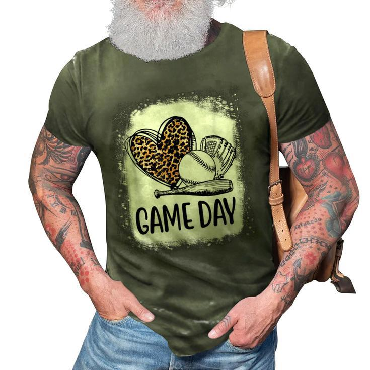 Game Day Baseball Decorations Leopard Heart Soccer Mom Mama  3D Print Casual Tshirt