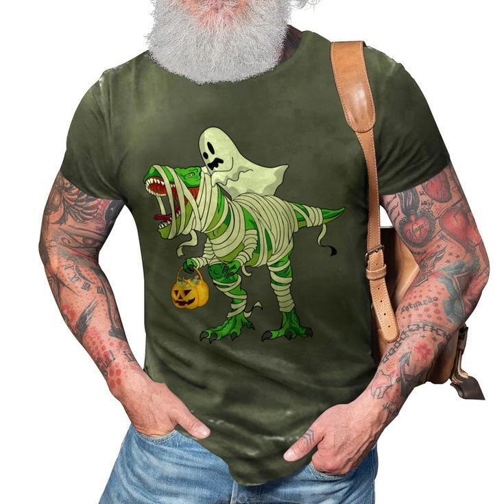 Ghost Riding T Rex Mummy Dinosaur Halloween  3D Print Casual Tshirt