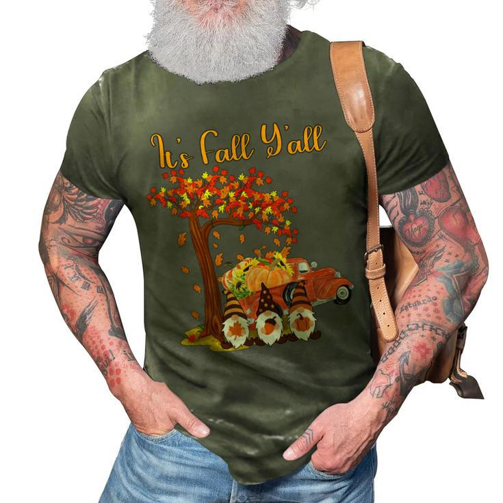 Gnomes Its Fall Yall Truck Pumpkin Tree Autumn Halloween  3D Print Casual Tshirt