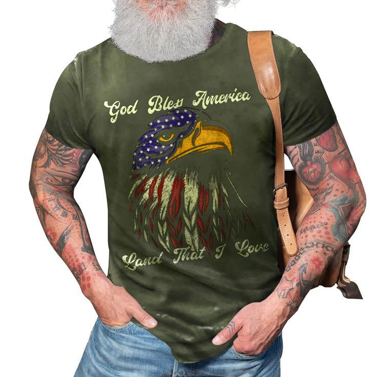 God Bless America Land That I Love Us Flag Funny 4Th Of July  3D Print Casual Tshirt