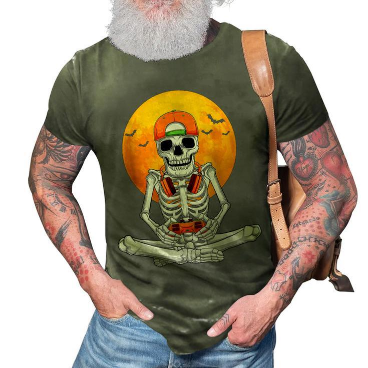 Halloween Skeleton Gamer Video Gaming Boys Men Kids Ns  3D Print Casual Tshirt