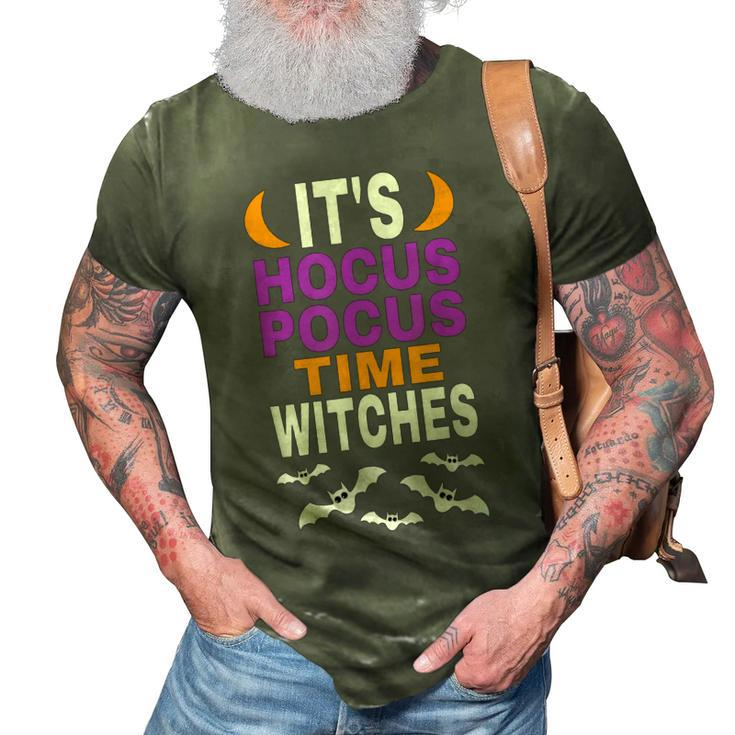 Halloween T  Its Hocus Pocus Time Witches Bats Flying 3D Print Casual Tshirt