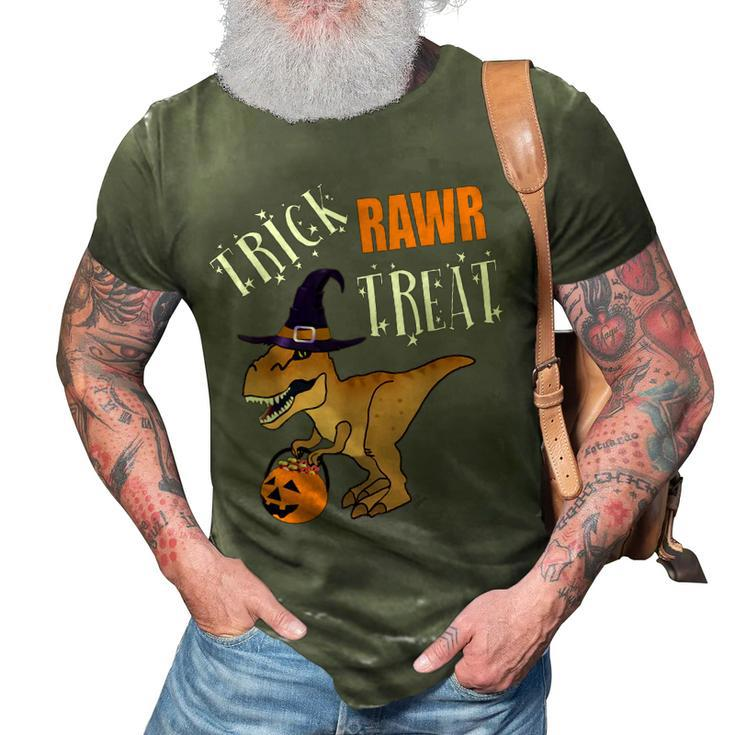Halloween T Rex - Witch - Trick Or Treat - Trick Rawr Treat  3D Print Casual Tshirt