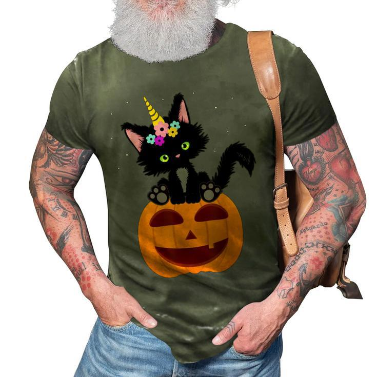 Halloween Unicorn Cat Black Pumpkin Scary Costume Girls Kids  3D Print Casual Tshirt