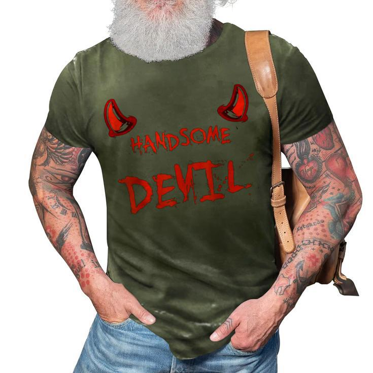 Handsome Devil Blood Horns Halloween Night Party Costume  3D Print Casual Tshirt