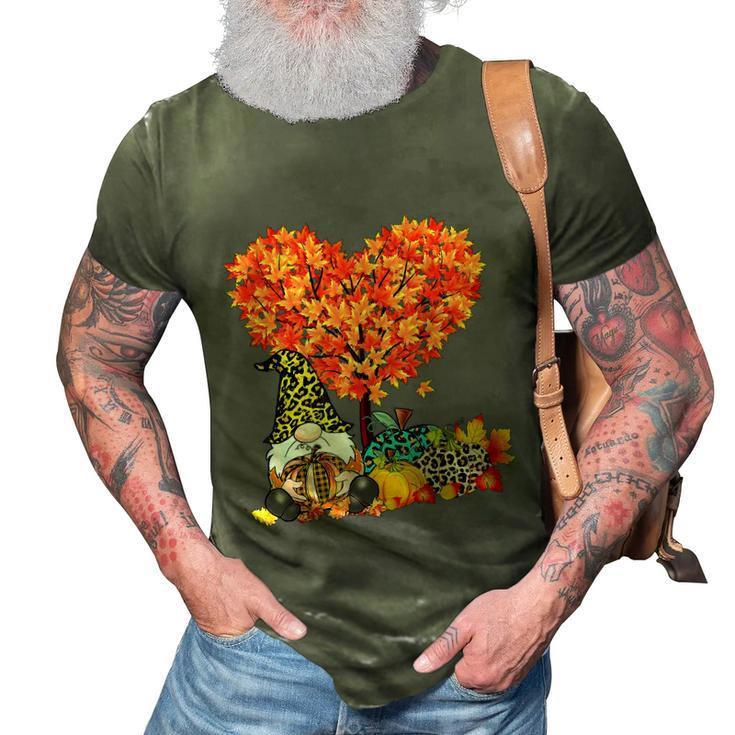 Happy Fall Yall Gnome Leopard Pumpkin Funny Autumn Gnome Graphic Design Printed Casual Daily Basic 3D Print Casual Tshirt