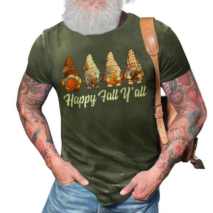Happy Fall Yall Gnome Pumpkin Funny Autumn Gnomes  3D Print Casual Tshirt