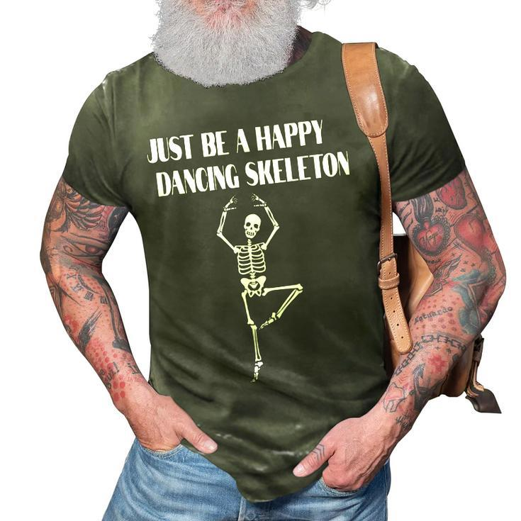 Happy Funny Dancing Skeleton For Halloween Horror Fans  V2 3D Print Casual Tshirt