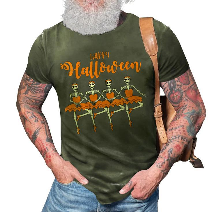 Happy Halloween Dancing Ballet Skeleton Ballerina Funny Idea   3D Print Casual Tshirt