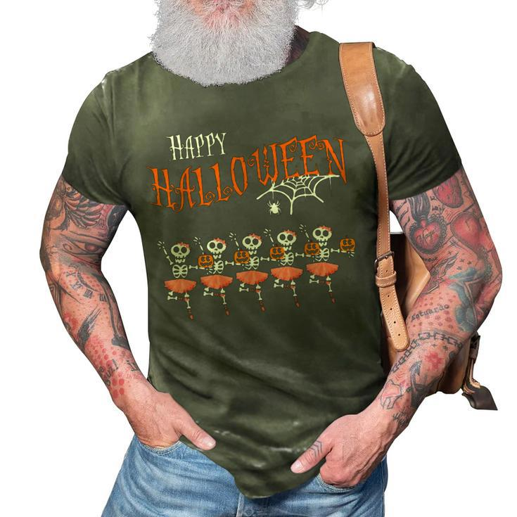 Happy Halloween Dancing Funny Ballet Skeleton Dancer Lovers  3D Print Casual Tshirt