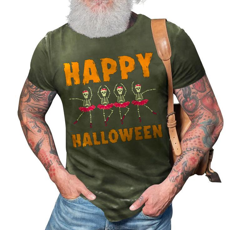 Happy Halloween Lazy Costume Dancing Skeleton Ballerina  3D Print Casual Tshirt