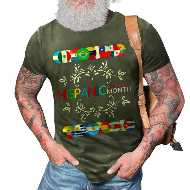 Happy Hispanic Heritage Month Latino Countries Flags  3D Print Casual Tshirt