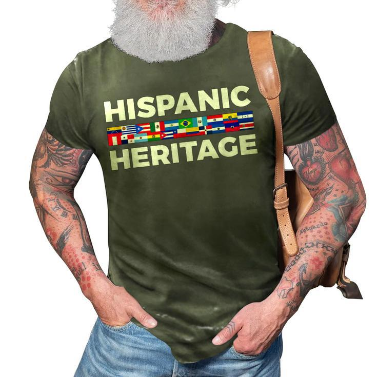 Happy Hispanic Heritage Month Latino Country Flags  3D Print Casual Tshirt