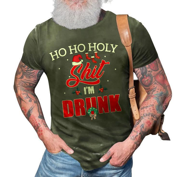 Ho Ho Holy Shit Im Drunk Christmas Funny Drinker  3D Print Casual Tshirt