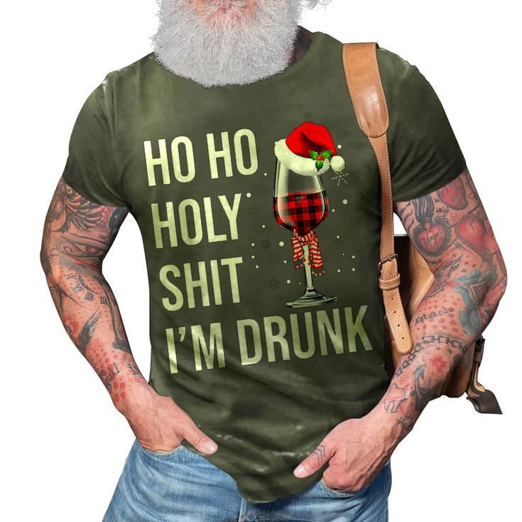 Ho Ho Holy Shit Im Drunk Wine Santa Christmas  3D Print Casual Tshirt