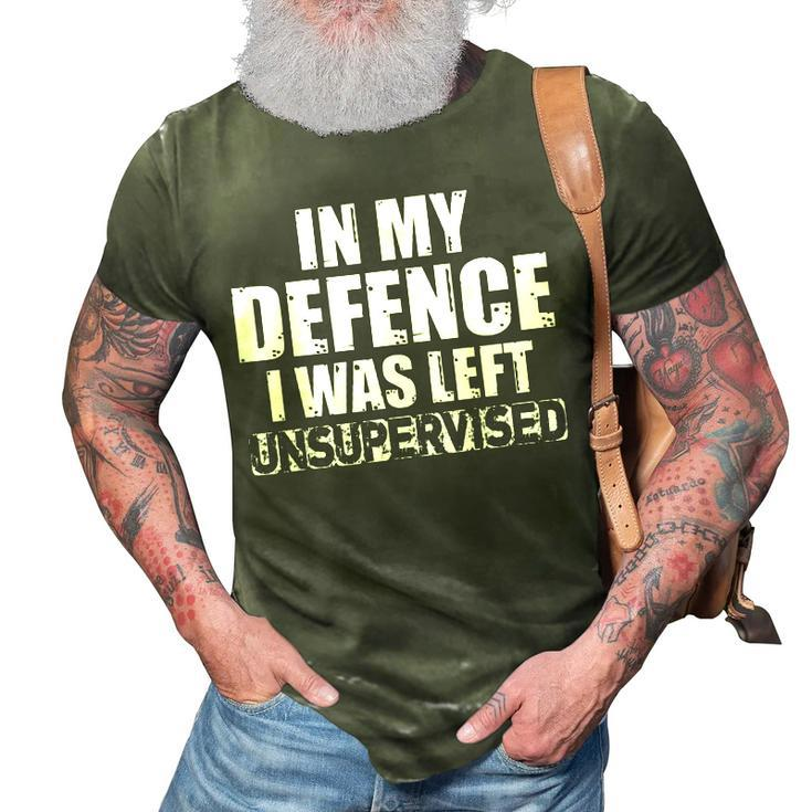 In My Defense I Was Left Unsupervised Retro Vintage Distress  3D Print Casual Tshirt