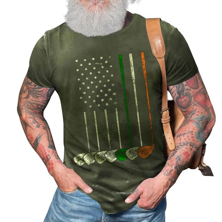Irish American Flag Vintage Golf Flag St Patricks Day  3D Print Casual Tshirt