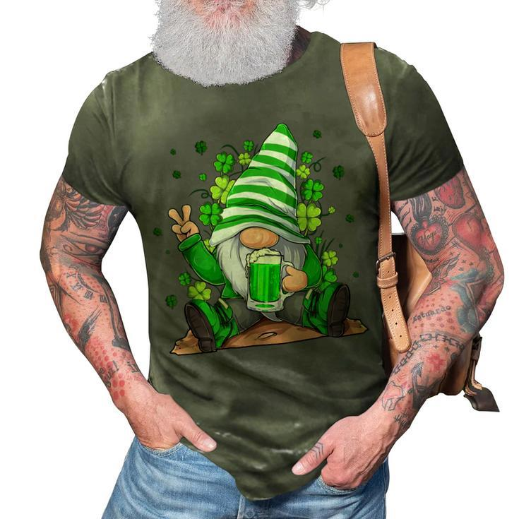 Irish Gnome Drink Beer Lucky Shamrock Gnome St Patricks Day  3D Print Casual Tshirt