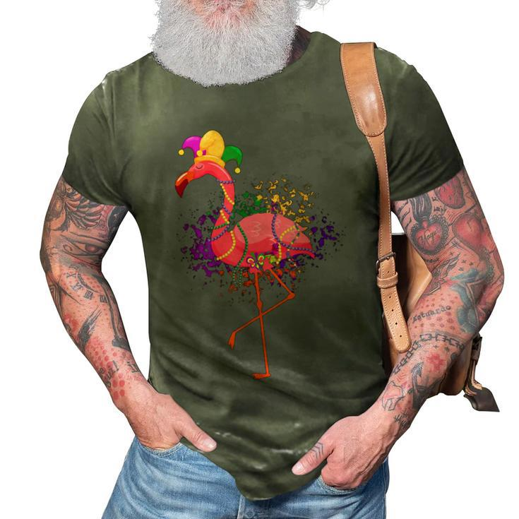 Jester Pink Flamingo Bird Animal Cute Mardi Gras Carnival  3D Print Casual Tshirt