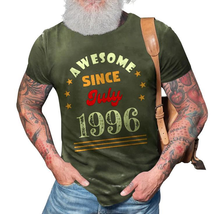 July 1996 Birthday Awesome Since 1996 July Vintage Cool  3D Print Casual Tshirt