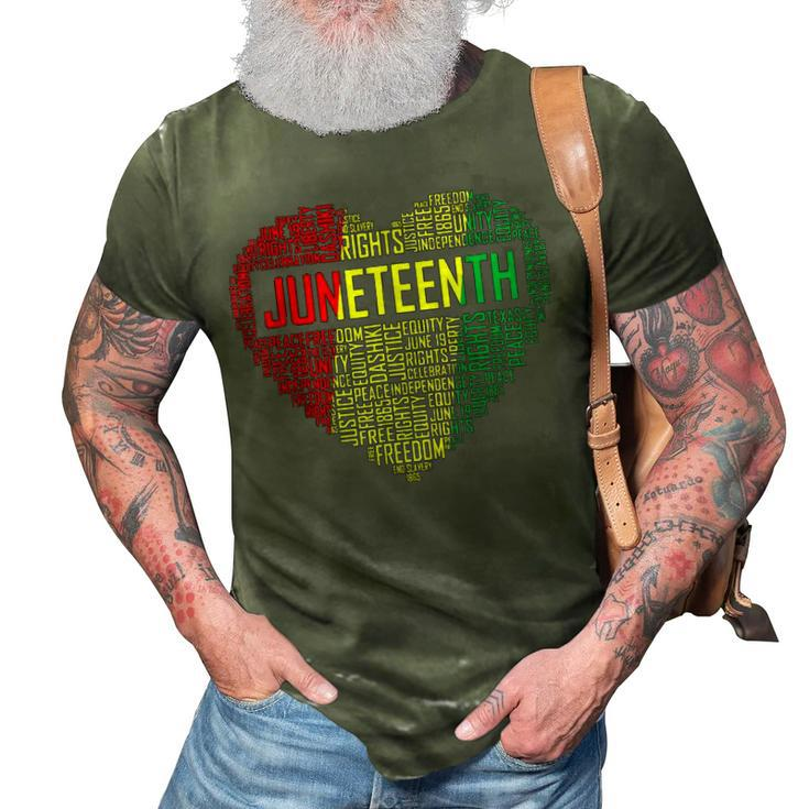 Juneteenth Heart Black History Afro American African Freedom  1 3D Print Casual Tshirt