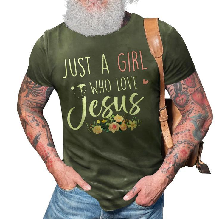 Just A Girl Who Loves Jesus Religious Christian Faith Girls  3D Print Casual Tshirt