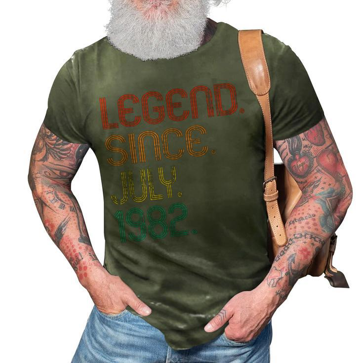 Legend Since July 1982 40Th Birthday 40 Years Old Vintage  3D Print Casual Tshirt