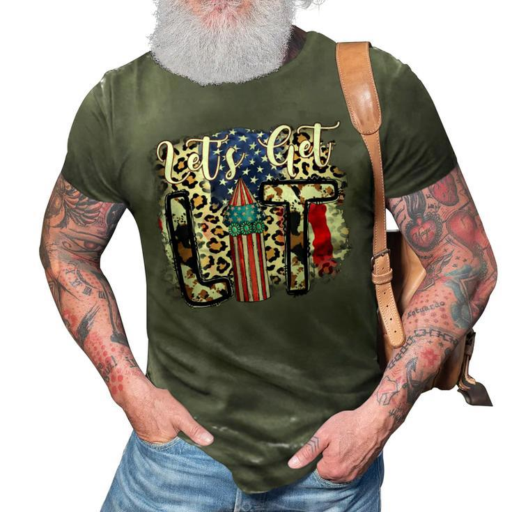 Lets Get Lit 4Th Of July Fireworks Usa Firecracker Leopard  3D Print Casual Tshirt
