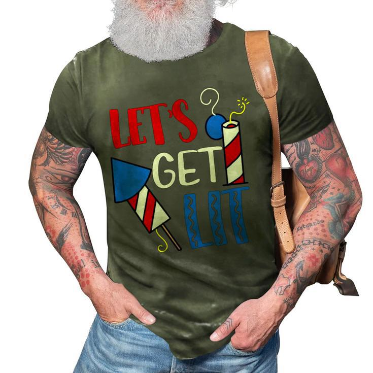 Lets Get Lit Fireworks Firecracker Funny Fourth 4Th Of July  3D Print Casual Tshirt