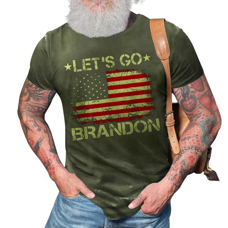 Lets Go Brandon Lets Go Brandon Vintage Us Flag Patriots  V2 3D Print Casual Tshirt