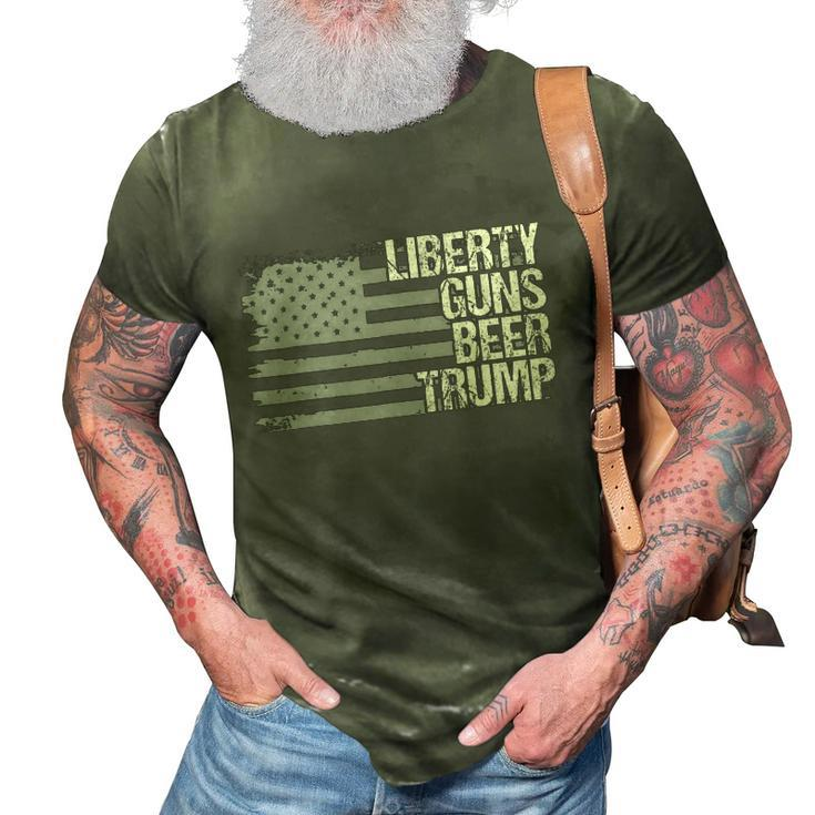 Liberty Guns Beer Trump Lgbt Gift For Supporters Dad Grandpa Veteran Us Flag Fun 3D Print Casual Tshirt