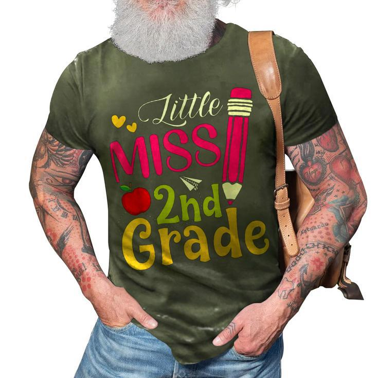 Little Miss 2Nd Grade Cute Back To School Hello Second Grade  3D Print Casual Tshirt