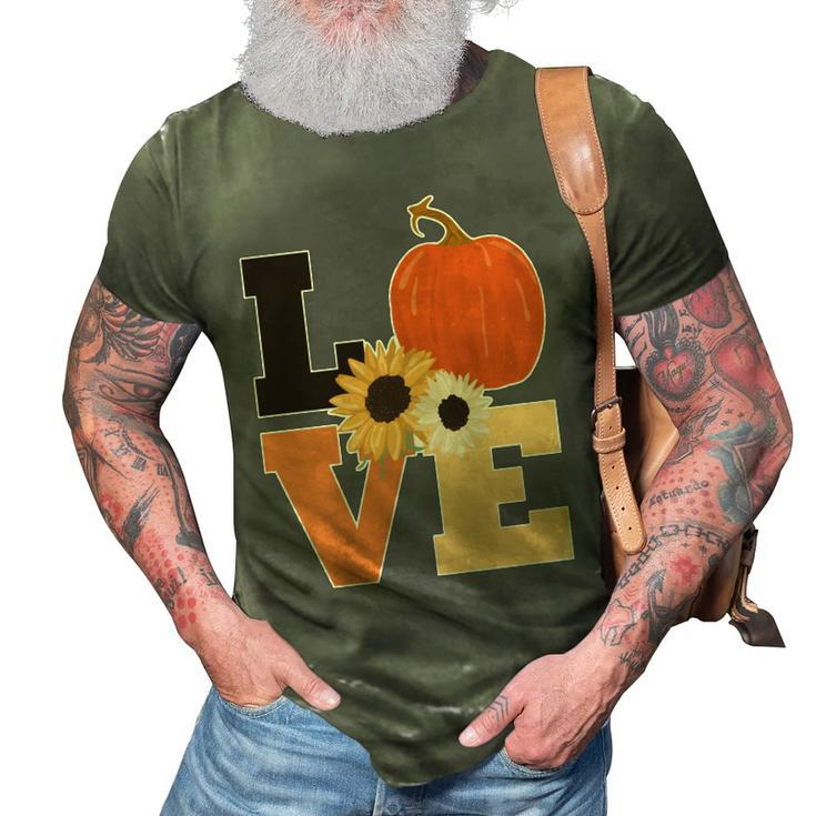 Love Autumn Floral Pumpkin Fall Season Graphic Design Printed Casual Daily Basic 3D Print Casual Tshirt
