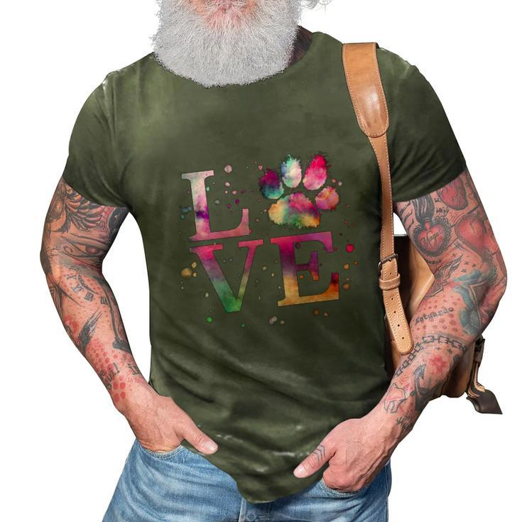 Love Dog Paw Print Colorful National Animal Shelter Week Gift 3D Print Casual Tshirt
