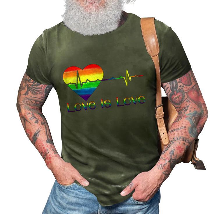 Lovely Lgbt Gay Pride Heartbeat Lesbian Gays Love Is Love Cool Gift 3D Print Casual Tshirt