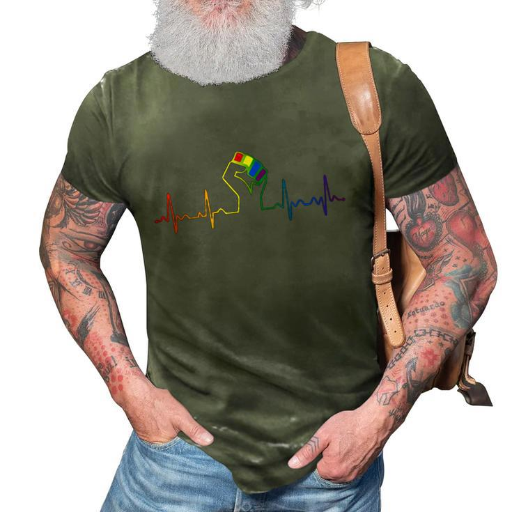 Lovely Lgbt Gay Pride Power Fist Heartbeat Lgbtq Lesbian Gay Meaningful Gift 3D Print Casual Tshirt
